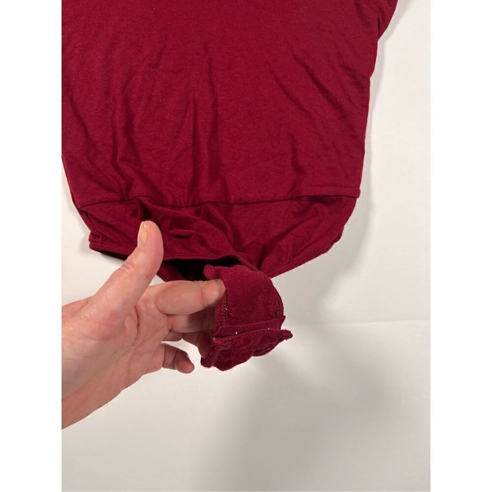 Lush Maroon One Piece Mock Neck Low Cut Sleeveless One Piece Bodysuit Size Small - Picture 4 of 7